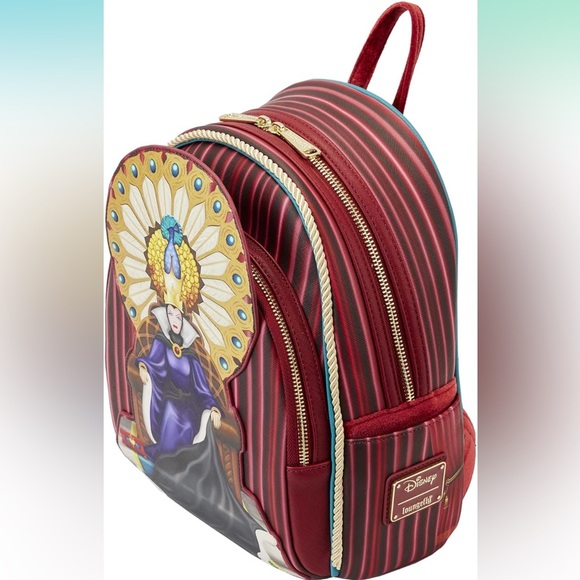 *NWT* LOUNGEFLY Disney Snow White Evil Queen Red Velvet Mini Backpack - Picture 6 of 6